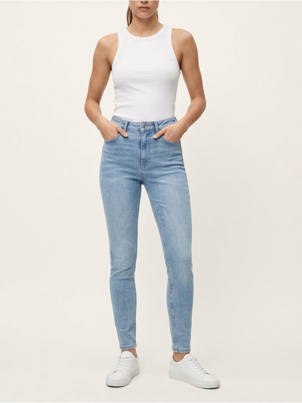 Zara High Rise Skinny Jeans Light Blue Stretch Denim Modern Fit